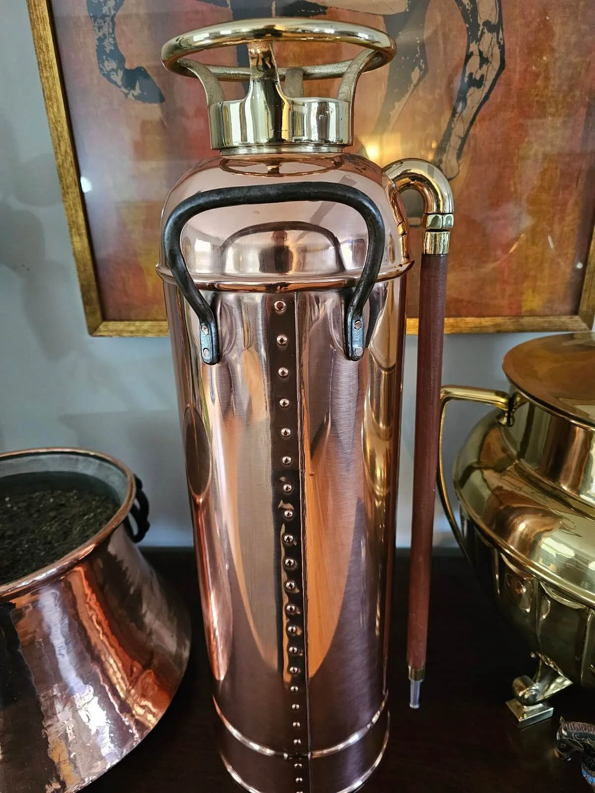 Antique Copper & Brass Fire Extinguisher Circa 1920 - Image 2