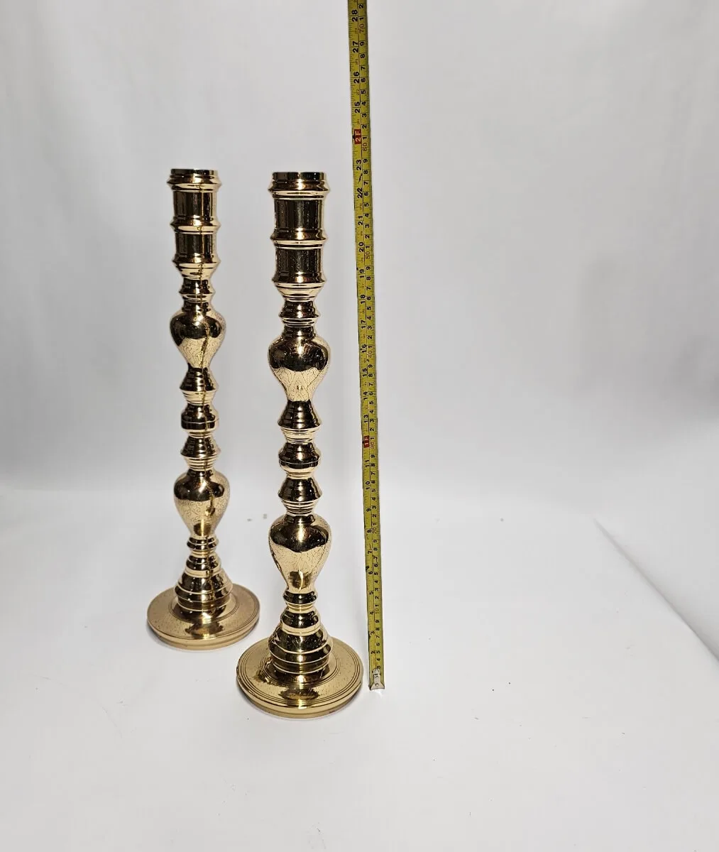 Large Soild Brass Antique Candle Sticks - Image 2