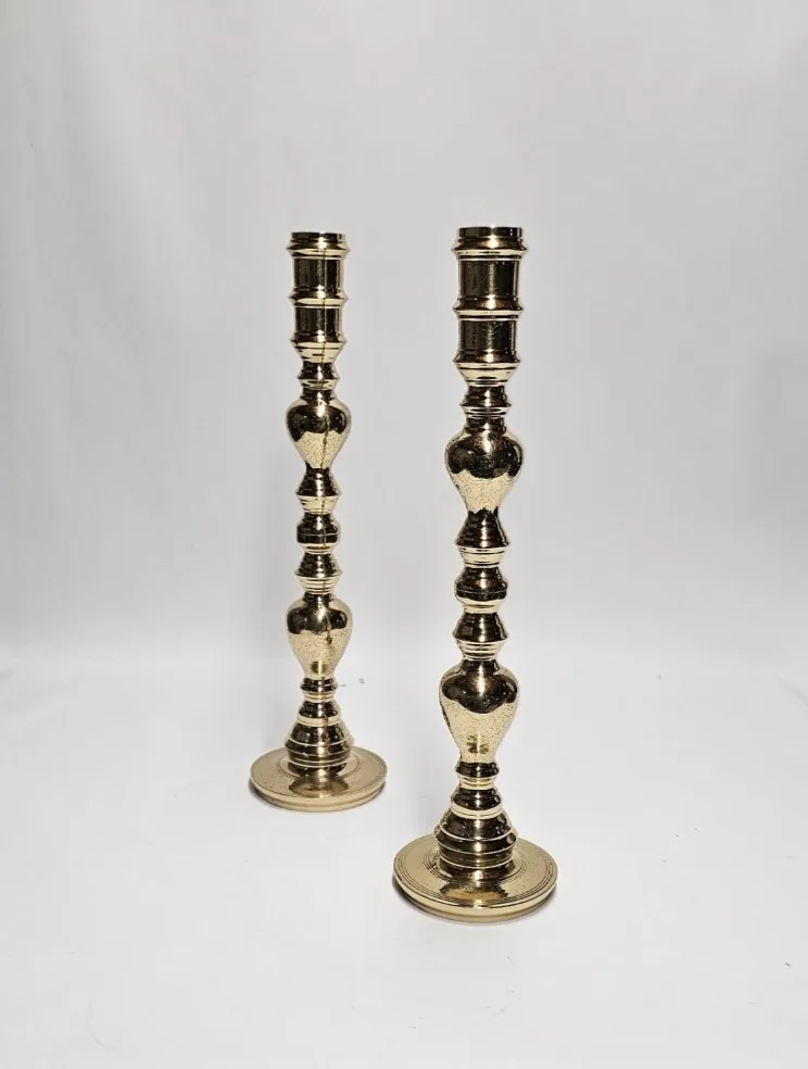 Large Soild Brass Antique Candle Sticks
