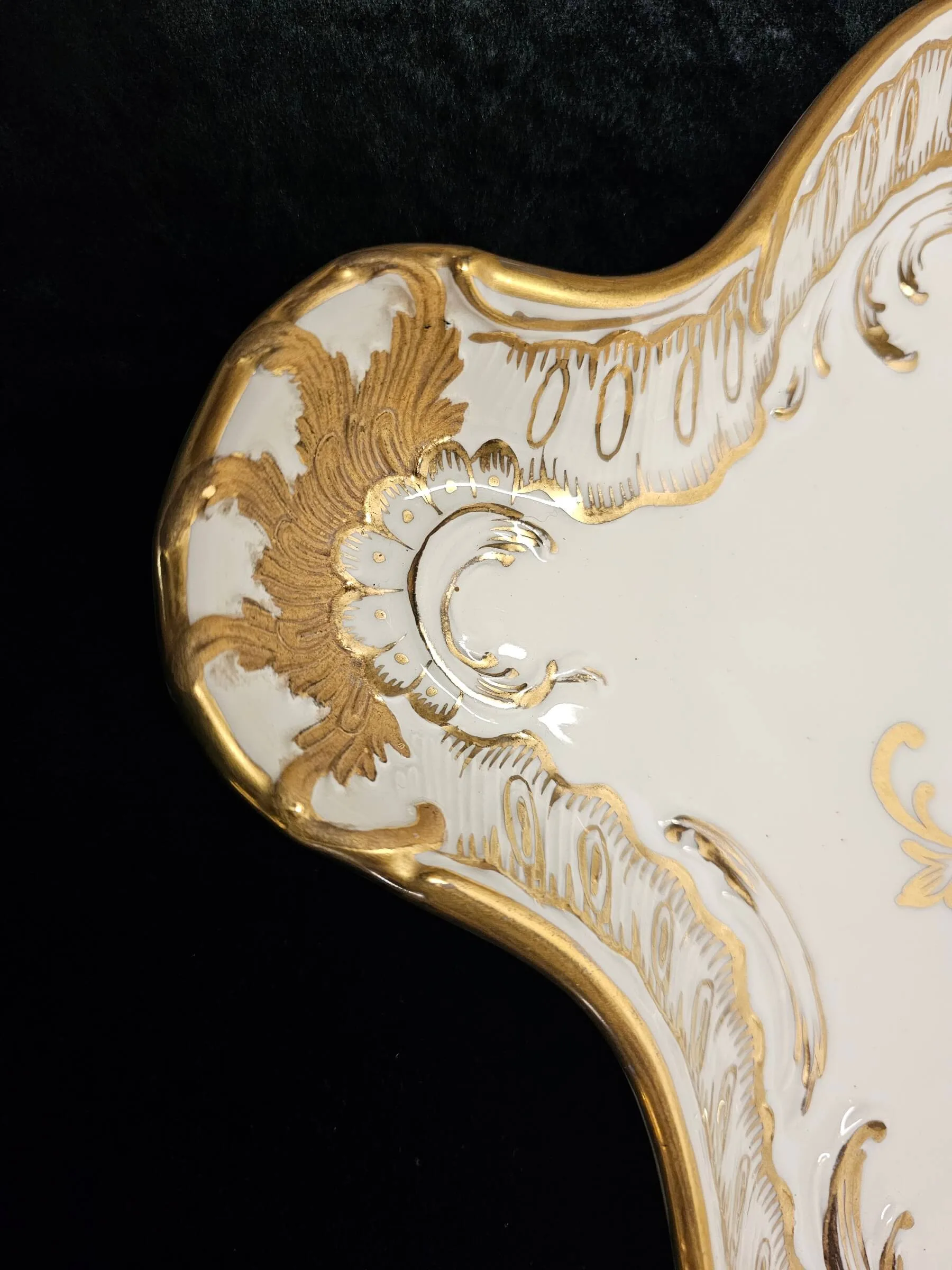 19th Century Gold and White Paris Porcelain Tray signed “Percier" - Image 2